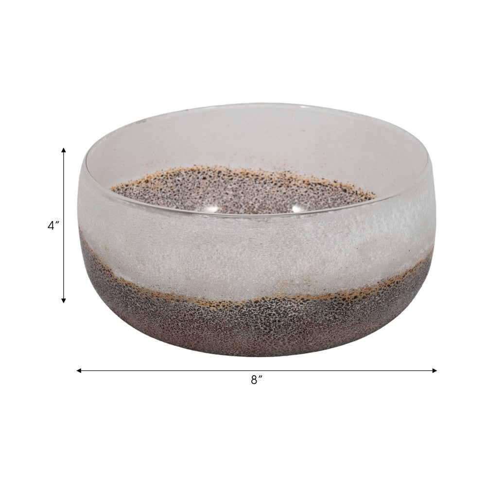 Decorative Accent Bowl | Neutral Tones Ombre Gray & White | 8" Glass