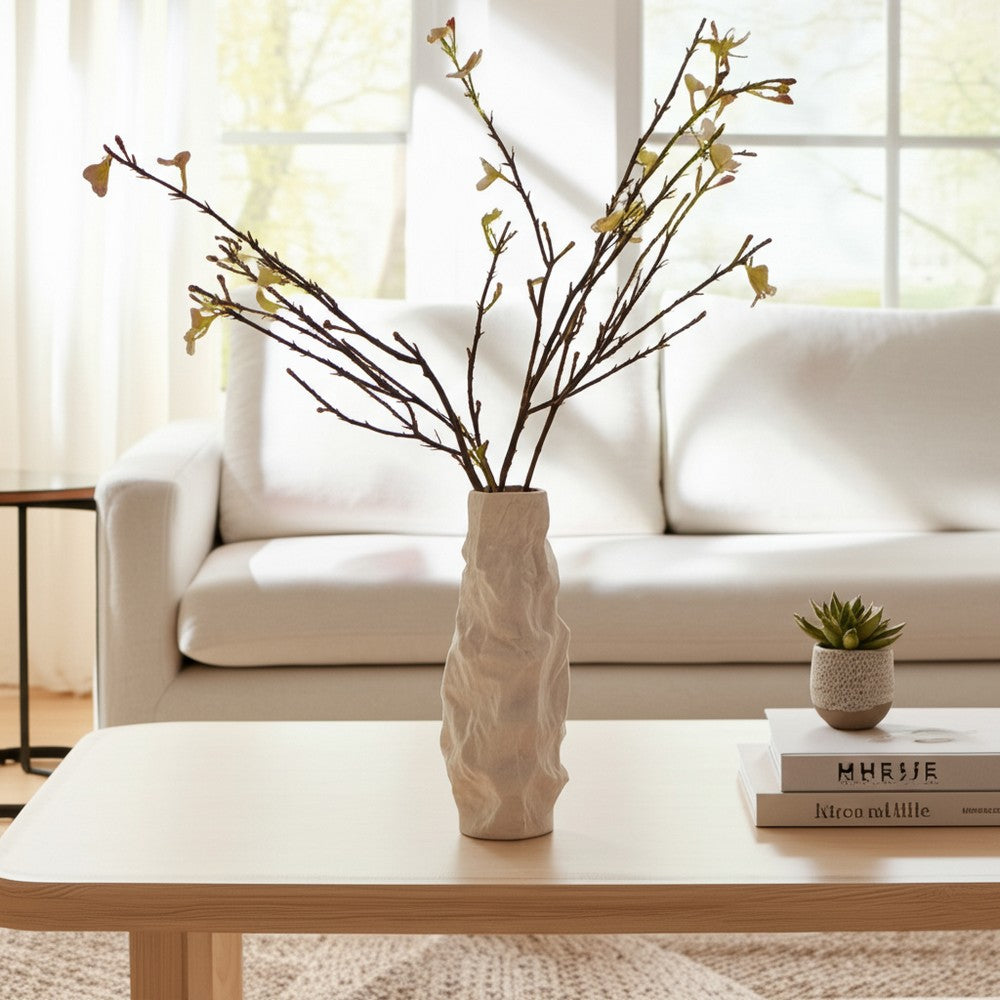 Decorative Vase | 17" | Rough Natural Textured White Ceramic Stoneware