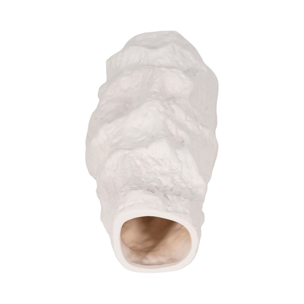 Decorative Vase | 17" | Rough Natural Textured White Ceramic Stoneware