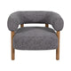 Accent Barrel Chair | Cushioned Seat | Gray Nonwoven Fabric | Brown Wood