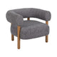 Accent Barrel Chair | Cushioned Seat | Gray Nonwoven Fabric | Brown Wood