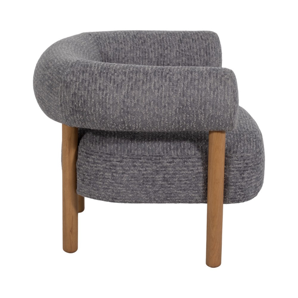 Accent Barrel Chair | Cushioned Seat | Gray Nonwoven Fabric | Brown Wood
