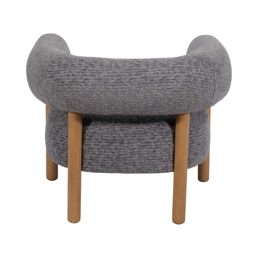 Accent Barrel Chair | Cushioned Seat | Gray Nonwoven Fabric | Brown Wood
