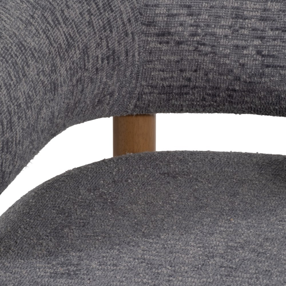 Accent Barrel Chair | Cushioned Seat | Gray Nonwoven Fabric | Brown Wood