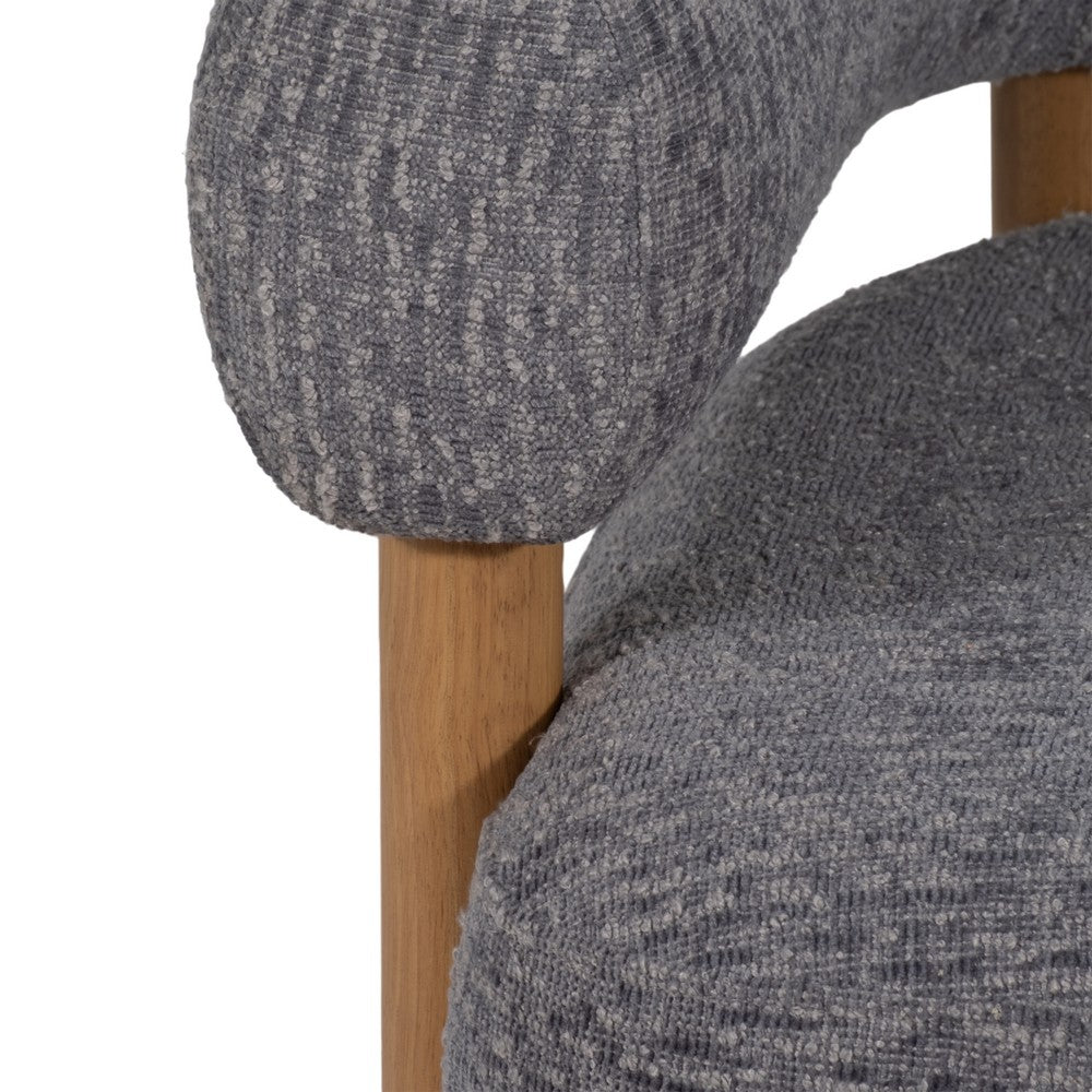 Accent Barrel Chair | Cushioned Seat | Gray Nonwoven Fabric | Brown Wood