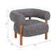 Accent Barrel Chair | Cushioned Seat | Gray Nonwoven Fabric | Brown Wood