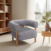 Accent Barrel Chair | Cushioned Seat | Gray Nonwoven Fabric | Brown Wood