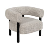 Accent Chair | Round Back Speckled White Upholstery | Black Wood Legs
