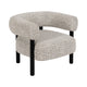 Accent Chair | Round Back Speckled White Upholstery | Black Wood Legs