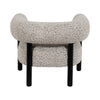 Accent Chair | Round Back Speckled White Upholstery | Black Wood Legs