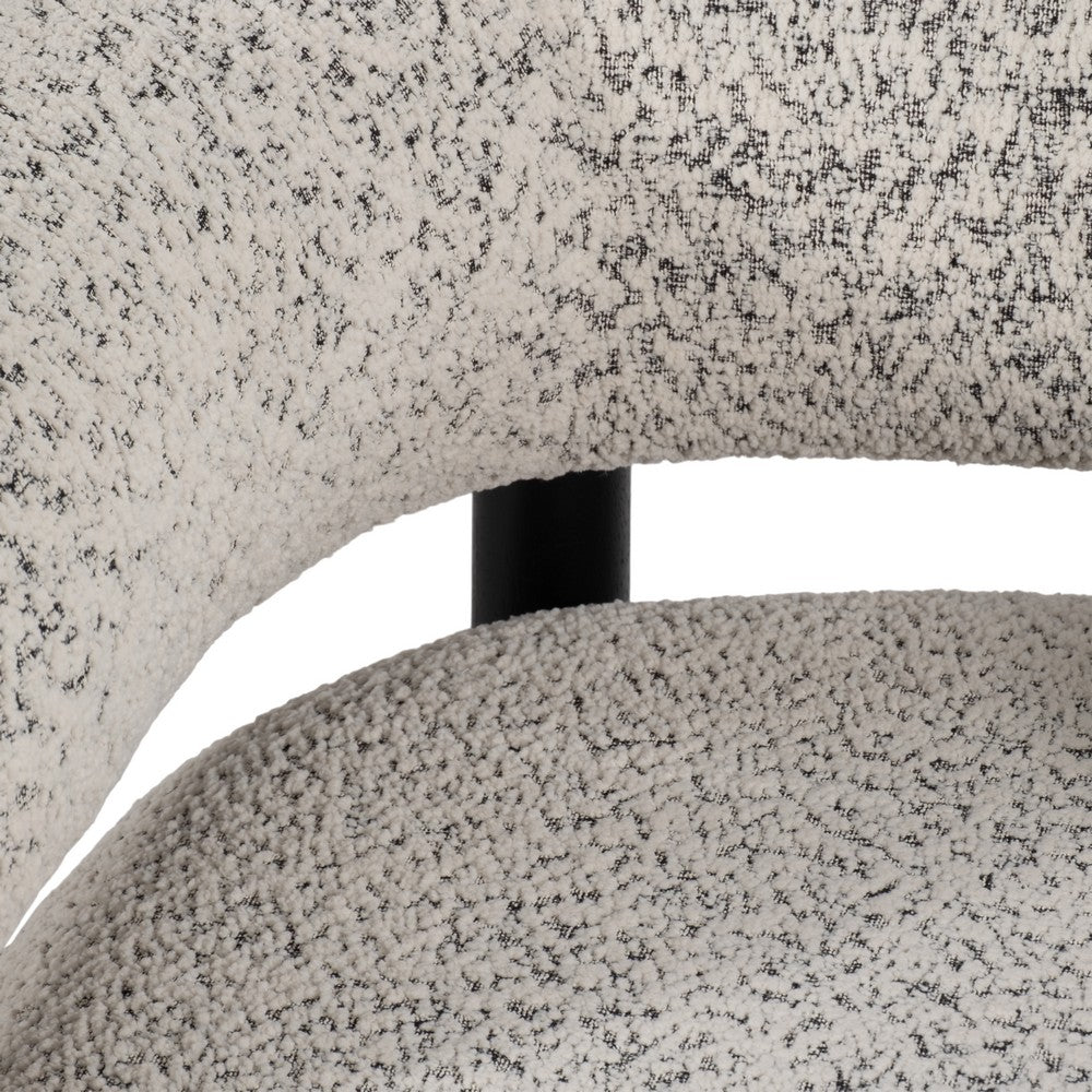 Accent Chair | Round Back Speckled White Upholstery | Black Wood Legs