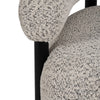 Accent Chair | Round Back Speckled White Upholstery | Black Wood Legs