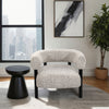 Accent Chair | Round Back Speckled White Upholstery | Black Wood Legs