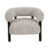 Accent Chair | Round Back Speckled White Upholstery | Black Wood Legs
