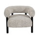 Accent Chair | Round Back Speckled White Upholstery | Black Wood Legs