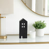 8" Accent Decorative House w Cut Out Windows | Black Wood Figurine