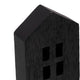 8" Accent Decorative House w Cut Out Windows | Black Wood Figurine