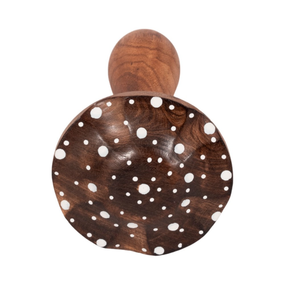 Whimsical Dotted Mushroom Decorative Accent | 10" | Brown Mango Wood