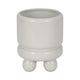 Ferny Decorative Planter with Knobby Footed Base | White Ceramic 7"