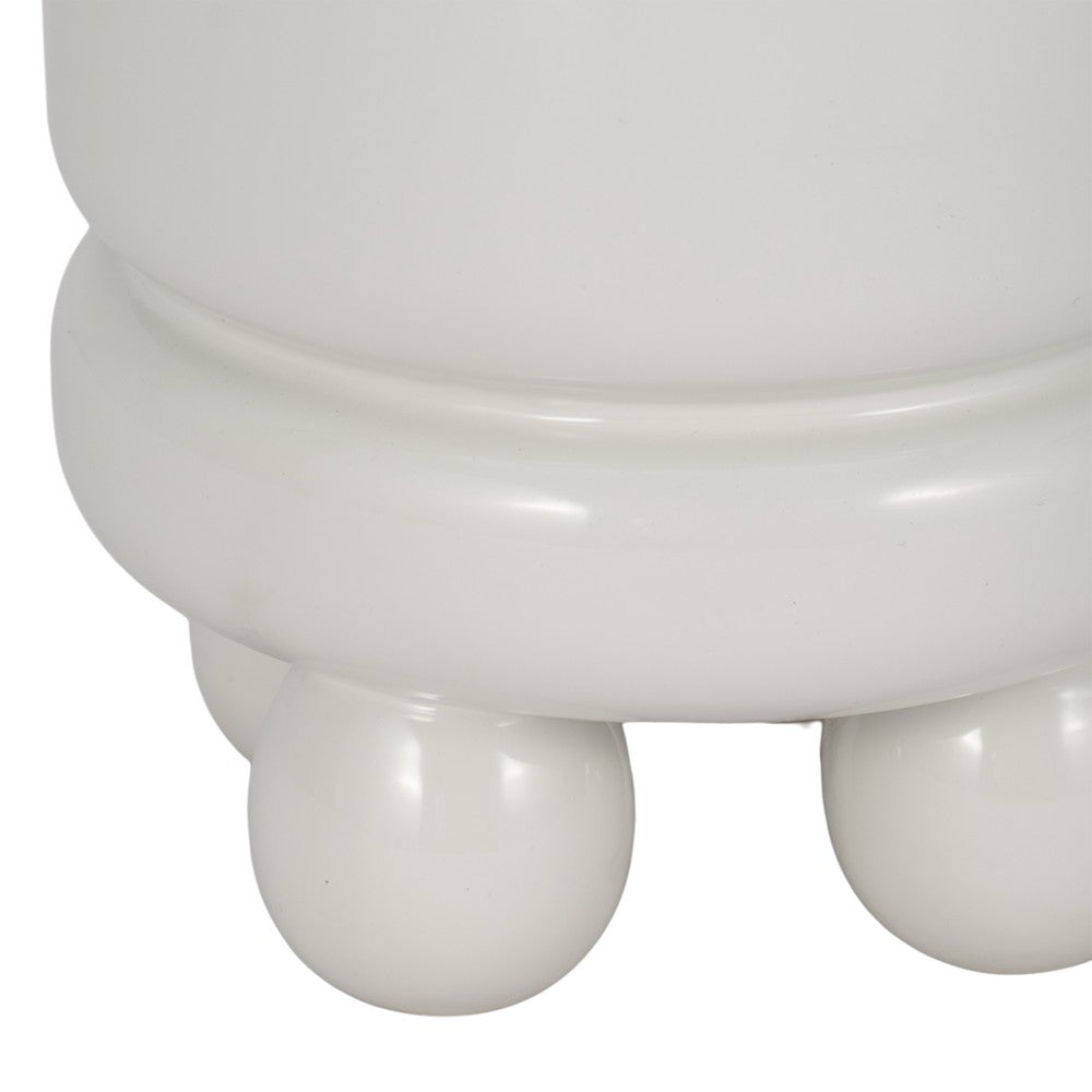 Ferny Decorative Planter with Knobby Footed Base | White Ceramic 7"