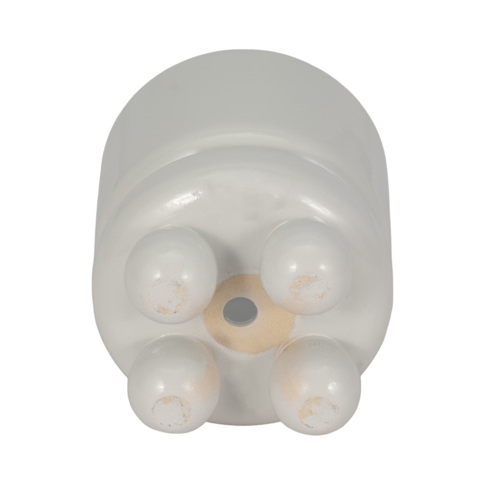 Ferny Decorative Planter with Knobby Footed Base | White Ceramic 7"