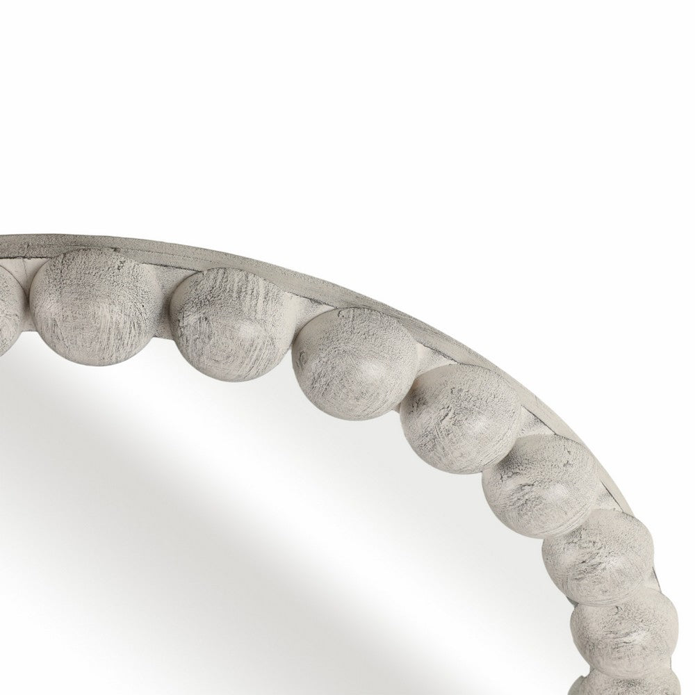 Curved Arch Accent Mirror | Knobby Ball Border | 22 x 30 White MDF