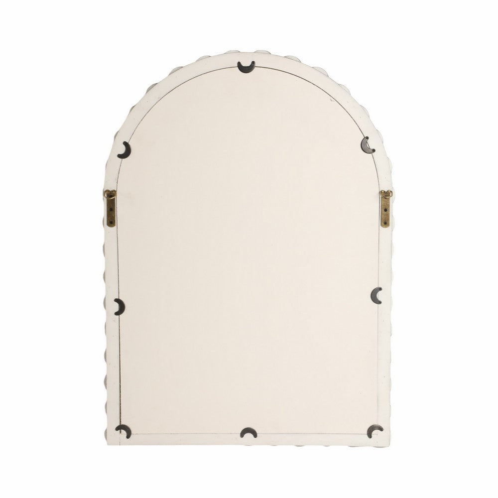 Curved Arch Accent Mirror | Knobby Ball Border | 22 x 30 White MDF