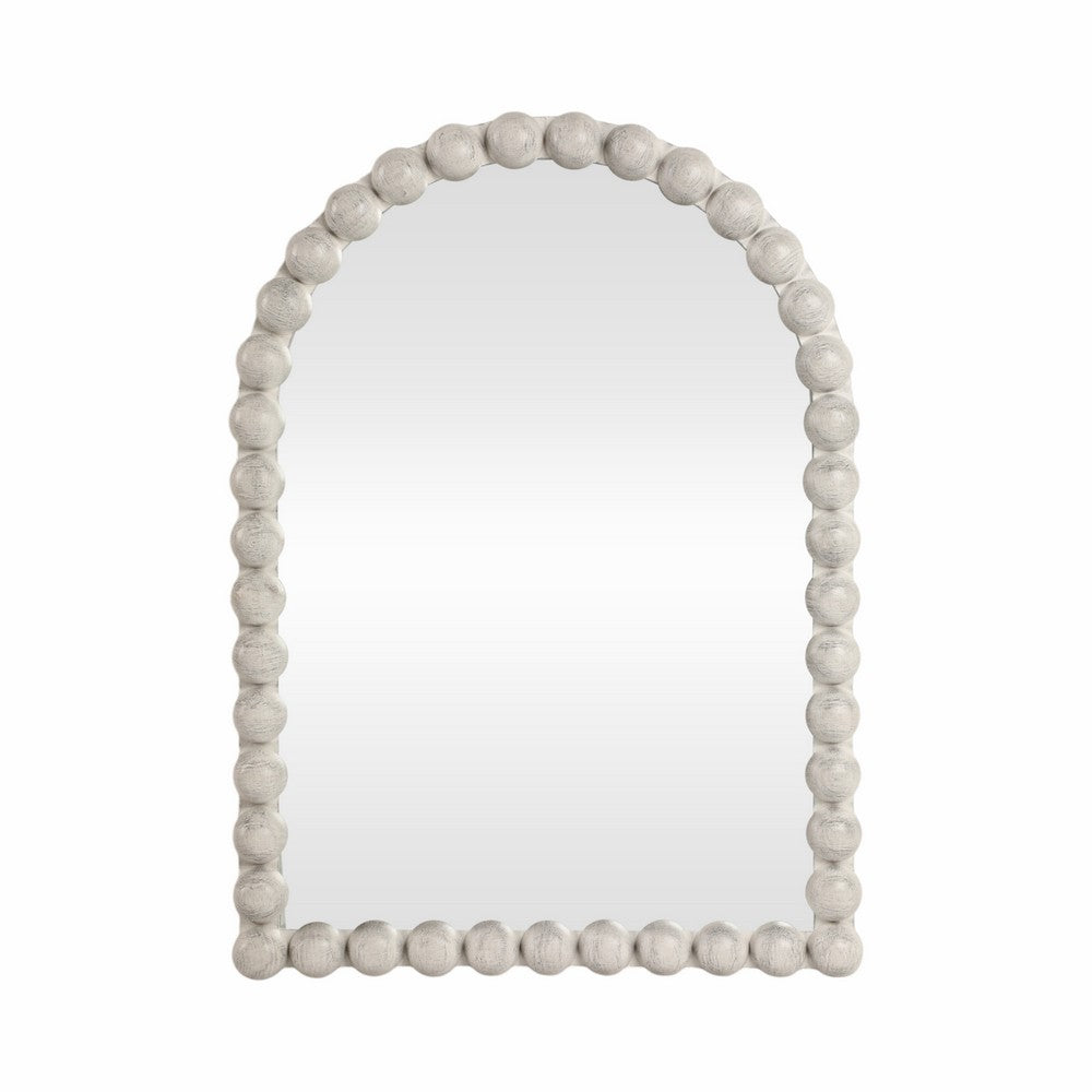 Curved Arch Accent Mirror | Knobby Ball Border | 22 x 30 White MDF