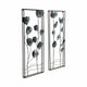 Metal Hanging Wall Panels Set of 2 | Blue Blooming Flowers | Black, Gold
