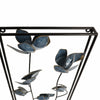 Metal Hanging Wall Panels Set of 2 | Blue Blooming Flowers | Black, Gold