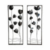 Metal Hanging Wall Panels Set of 2 | Blue Blooming Flowers | Black, Gold