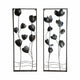 Metal Hanging Wall Panels Set of 2 | Blue Blooming Flowers | Black, Gold