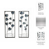 Metal Hanging Wall Panels Set of 2 | Blue Blooming Flowers | Black, Gold
