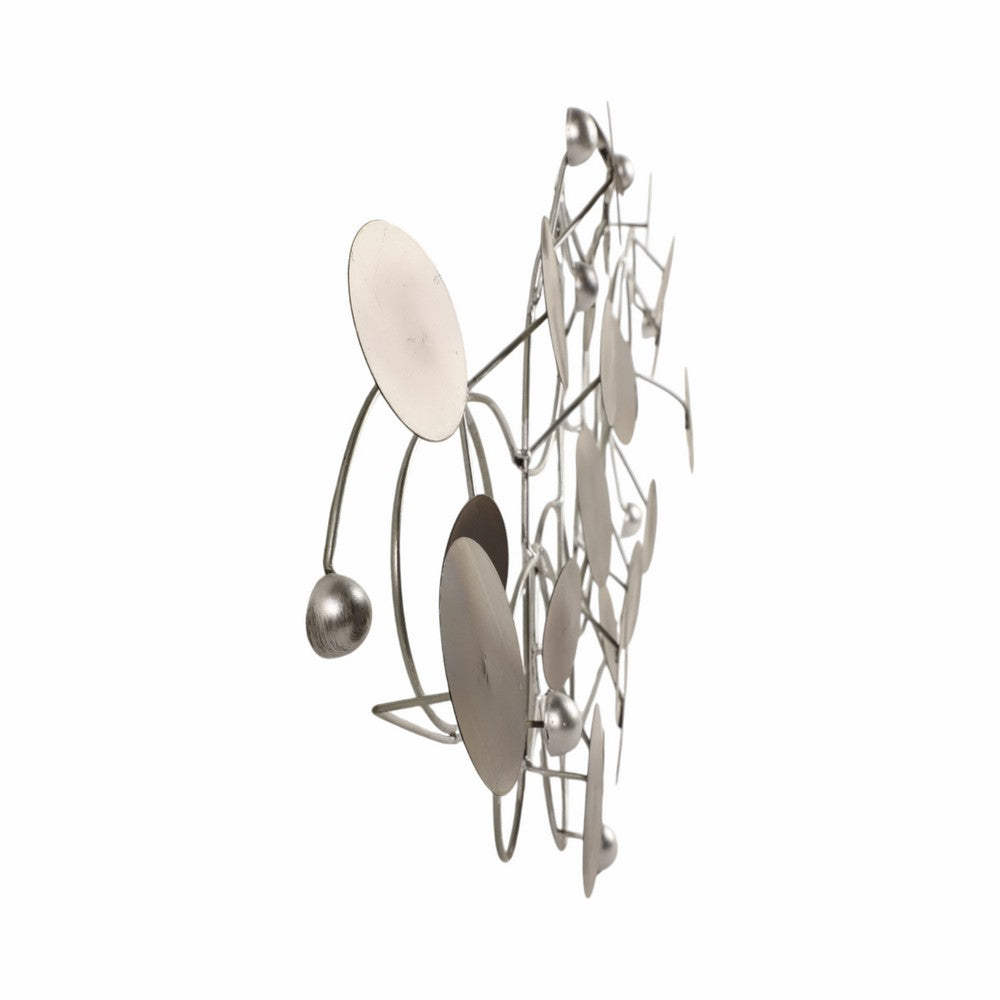 Pius Wall Decoration | Small Discs | Flowing Silver Wire | Layer Iron 47x18