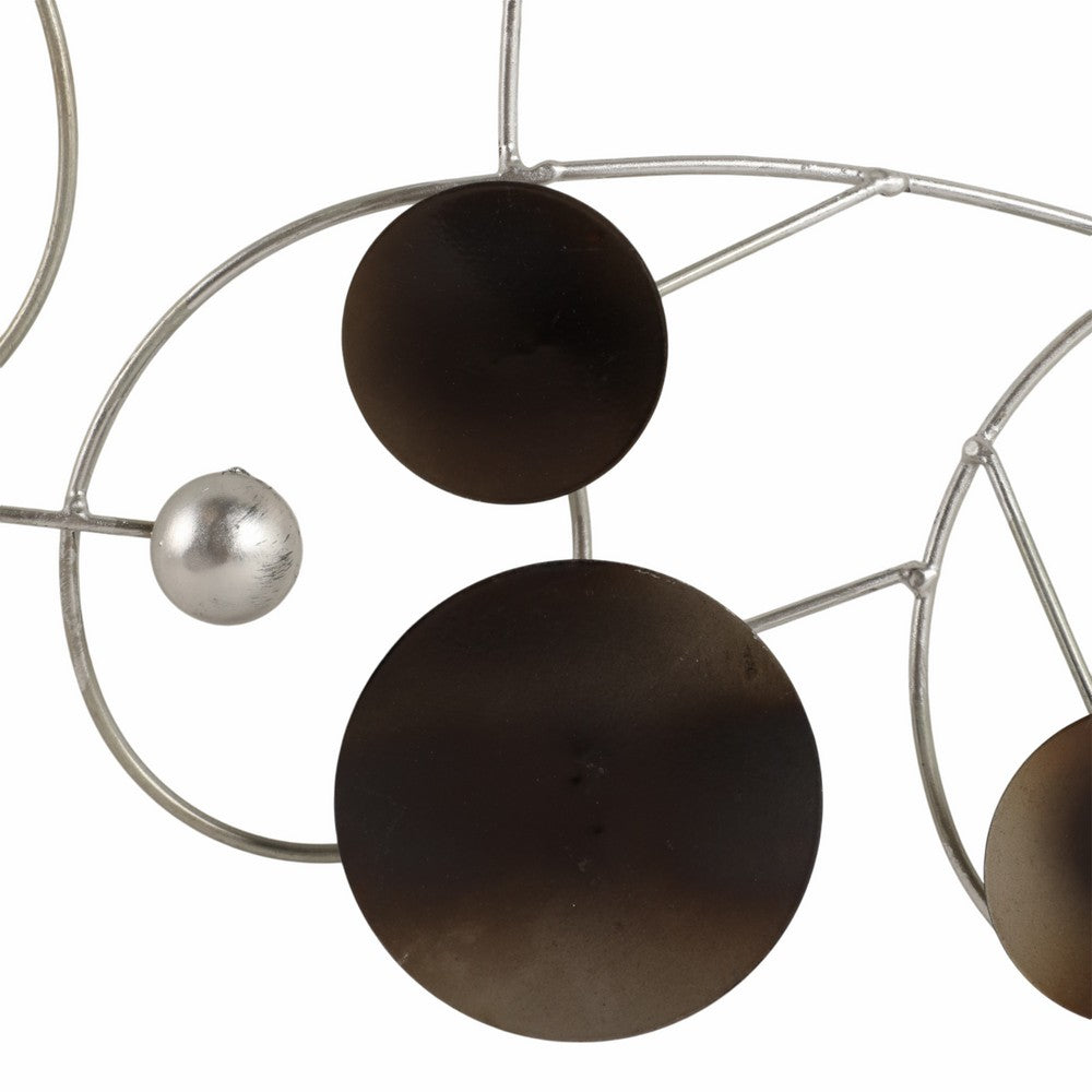 Pius Wall Decoration | Small Discs | Flowing Silver Wire | Layer Iron 47x18