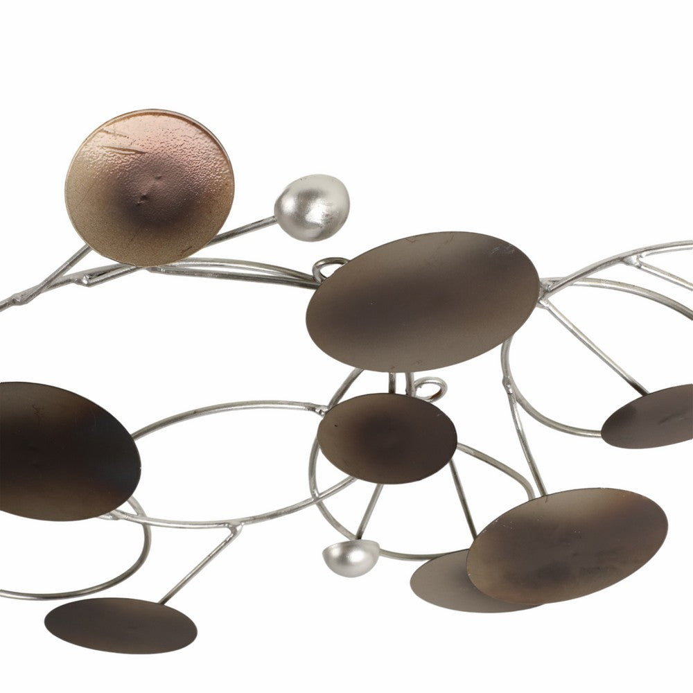Pius Wall Decoration | Small Discs | Flowing Silver Wire | Layer Iron 47x18
