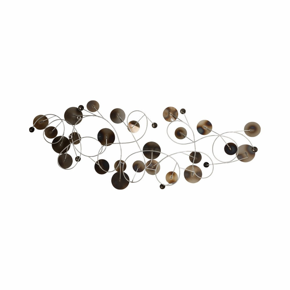 Pius Wall Decoration | Small Discs | Flowing Silver Wire | Layer Iron 47x18