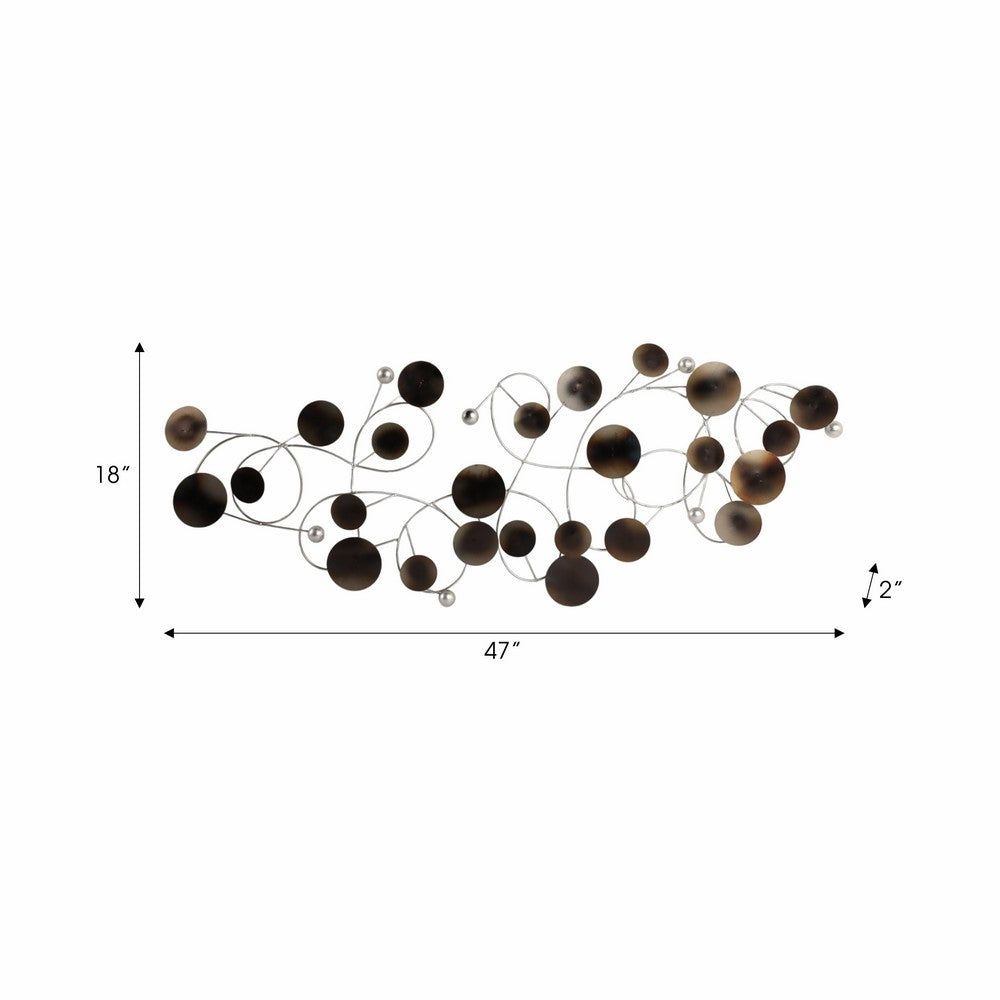 Pius Wall Decoration | Small Discs | Flowing Silver Wire | Layer Iron 47x18