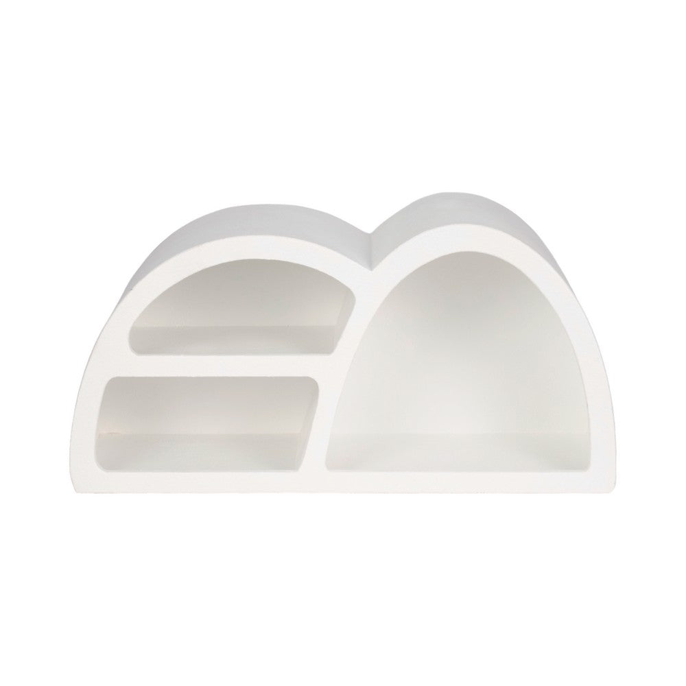 Wall Mounted Display Shelf | 3 Arched Compartments | 24" White Wood