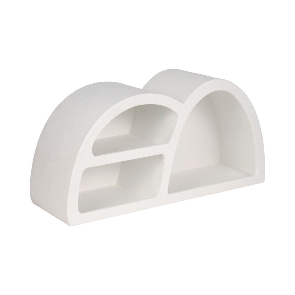 Wall Mounted Display Shelf | 3 Arched Compartments | 24" White Wood
