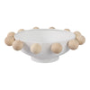 Decorative Acessory Bowl | 13" | Large Brown Wooden Knobs | White