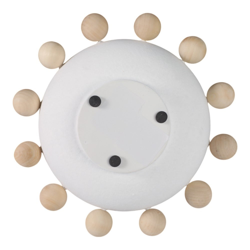 Decorative Acessory Bowl | 13" | Large Brown Wooden Knobs | White