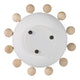 Decorative Acessory Bowl | 13" | Large Brown Wooden Knobs | White