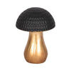Tabletop Decor | 7" Ceramic Mushroom Figurine | Hammered Top | Gold Stalk