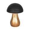 Tabletop Decor | 7" Ceramic Mushroom Figurine | Hammered Top | Gold Stalk