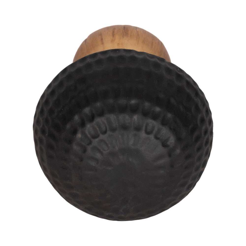 Tabletop Decor | 7" Ceramic Mushroom Figurine | Hammered Top | Gold Stalk