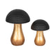 Tabletop Decor | 7" Ceramic Mushroom Figurine | Hammered Top | Gold Stalk