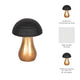 Tabletop Decor | 7" Ceramic Mushroom Figurine | Hammered Top | Gold Stalk
