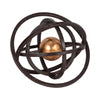 Inez Armillary Orb | Geometric Design | 10" Black Metal Rings | Gold Iron
