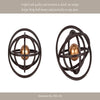 Inez Armillary Orb | Geometric Design | 10" Black Metal Rings | Gold Iron